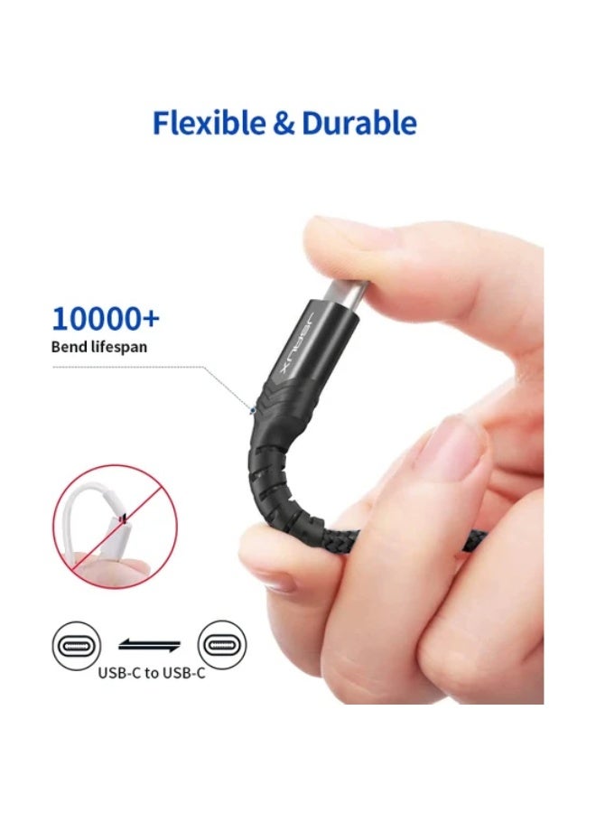 جيسوس كابل سلسلة Flex - كابل USB-C إلى USB-C - كابل مضفر من النايلون المتين سريع الشحن بقدرة 3 أمبير و60 وات، أسود بطول 1 متر - Image 3